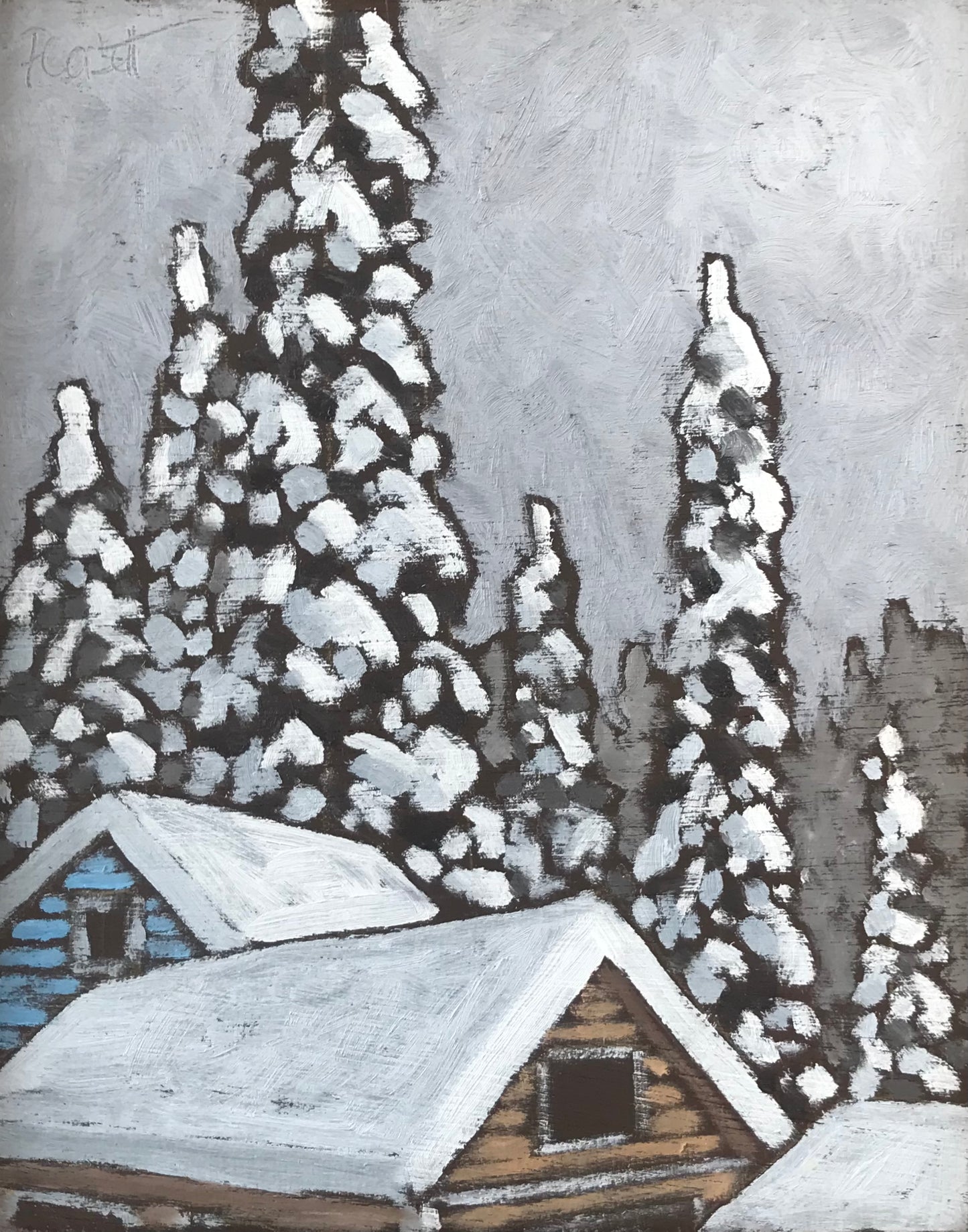 "Roof Tops and Trees, Winter in Wells" (2024)